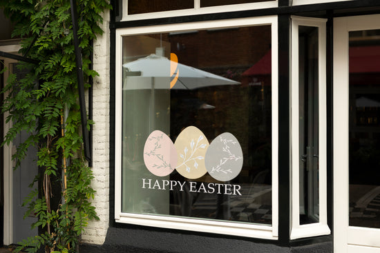 Floral Happy Easter Eggs Retail Shop Window Sticker