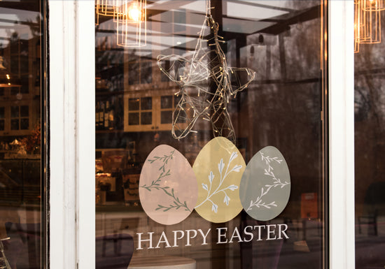 Floral Happy Easter Eggs Retail Shop Window Sticker