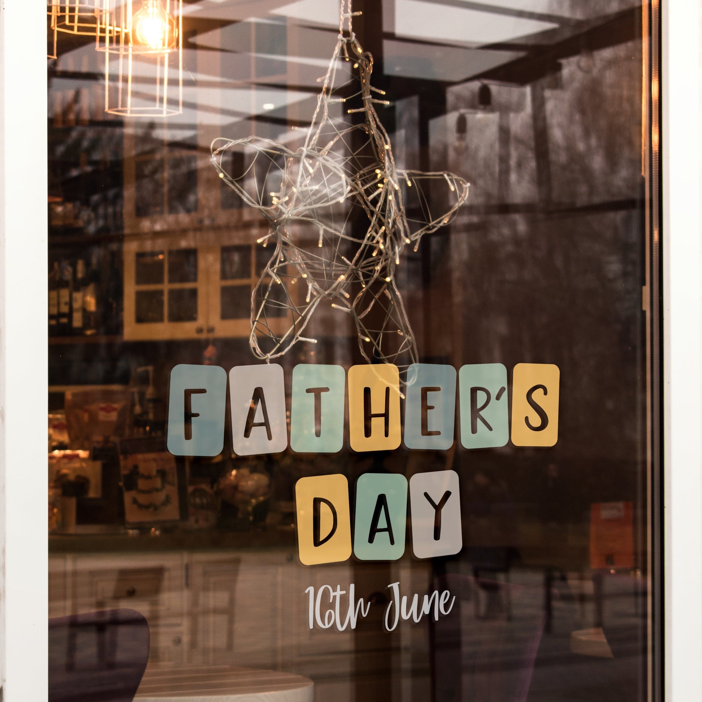 Fathers Day Blocks Multicoloured Retail Shop Window Sticker Nutmeg