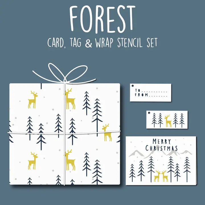 Forest-Card-Tag-&amp;-Wrap-Stencil-Set