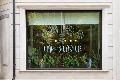 Hand-Drawn Happy Easter Eggs Window Retail Vinyl