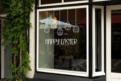 Hand-Drawn Happy Easter Eggs Window Retail Vinyl