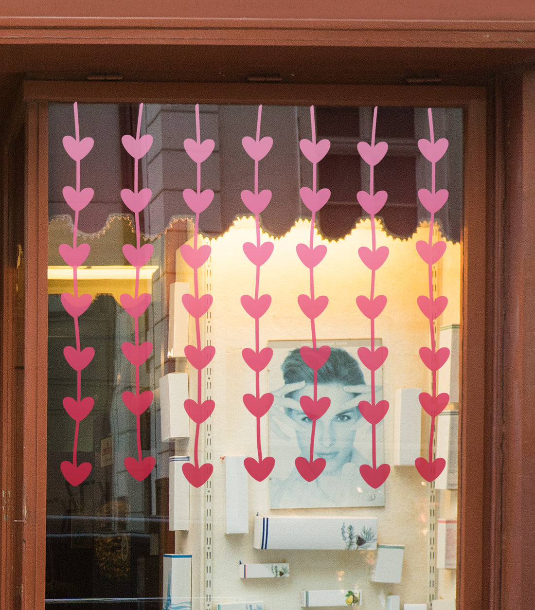 Shades of Pink Heart Strings Valentine Retail Vinyl