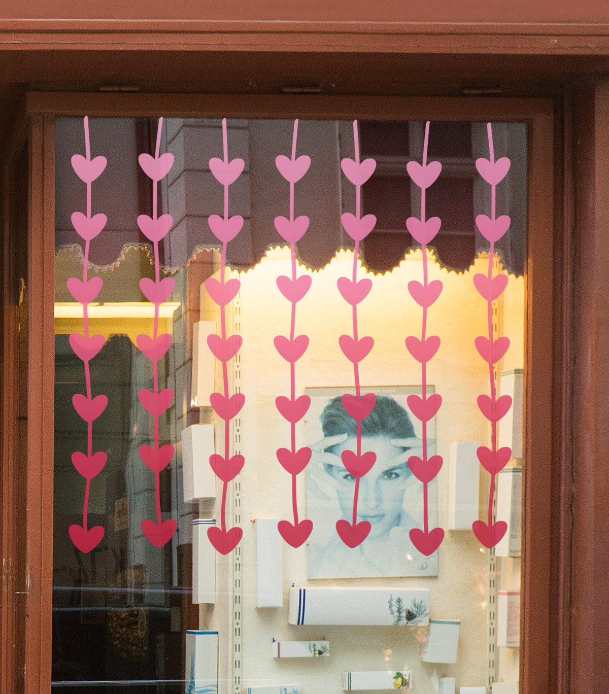 Shades of Pink Heart Strings Valentine Retail Vinyl