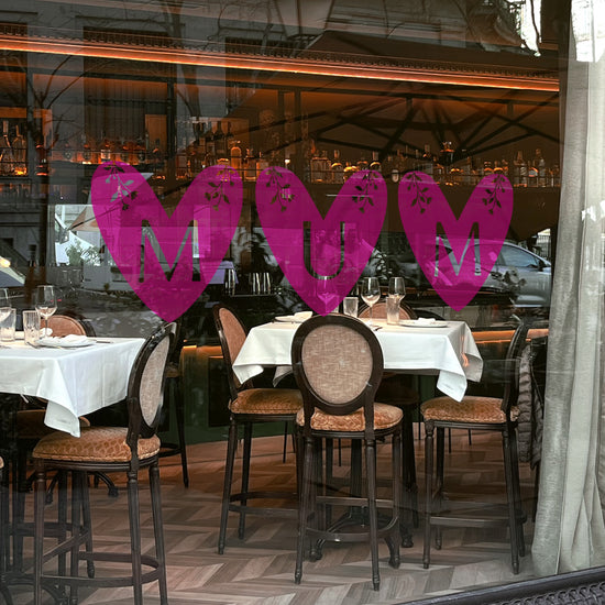 Mum Hearts With Flowers Retail Shop Window Sticker Vinyl