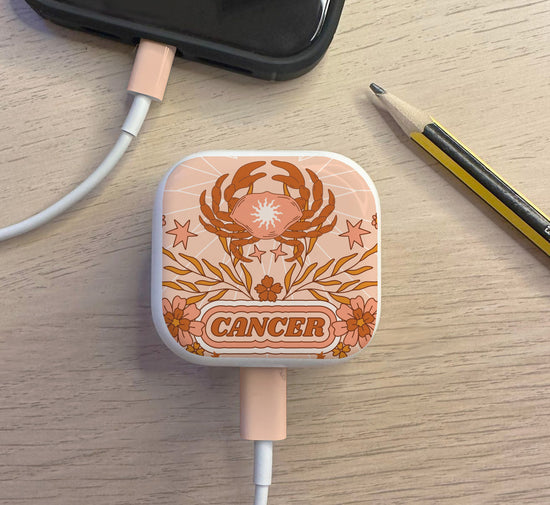 Horoscope Charger & Cable Sticker - Cancer in peach