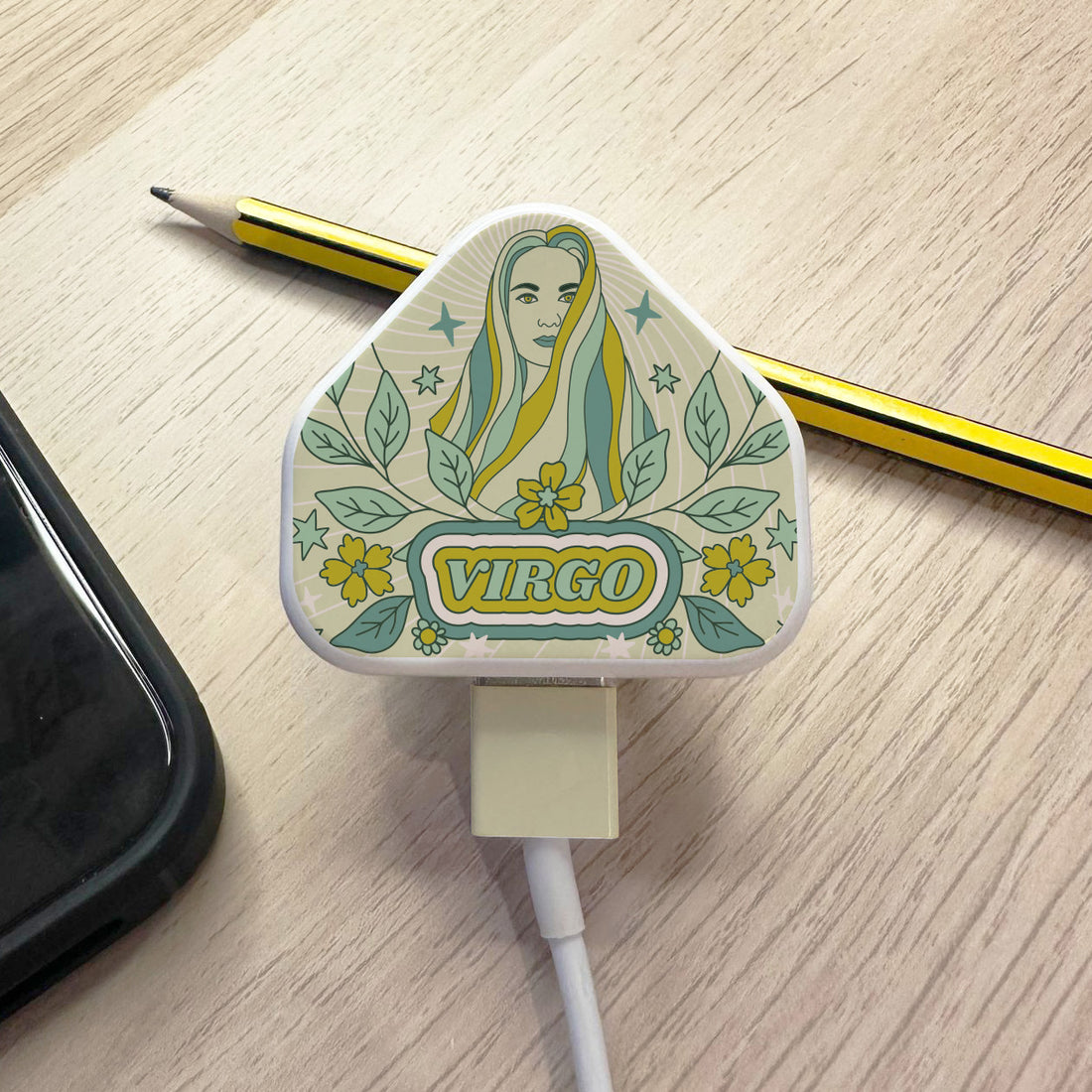 Horoscope Charger &amp; Cable Sticker - Virgo In Pistachio