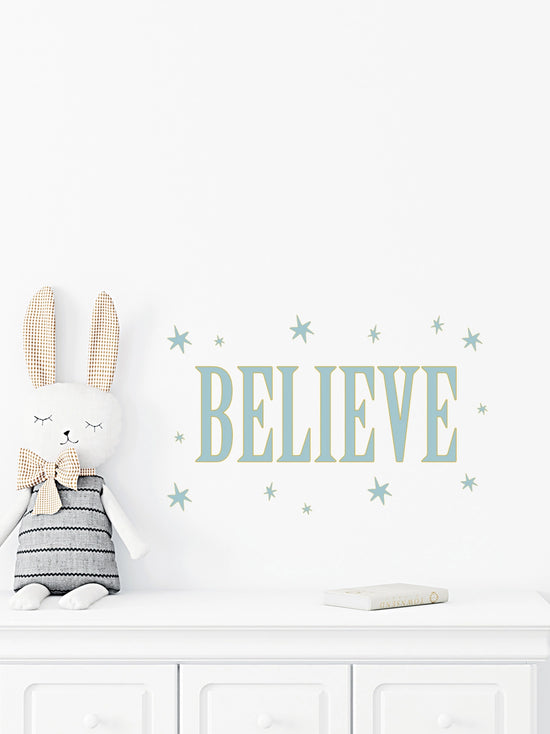 Joanie & Jeanie - Believe Wall Sticker in Blue