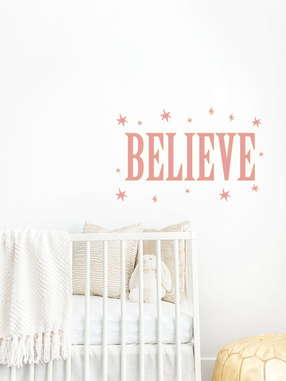 Joanie &amp; Jeanie - Believe Wall Sticker in Pink