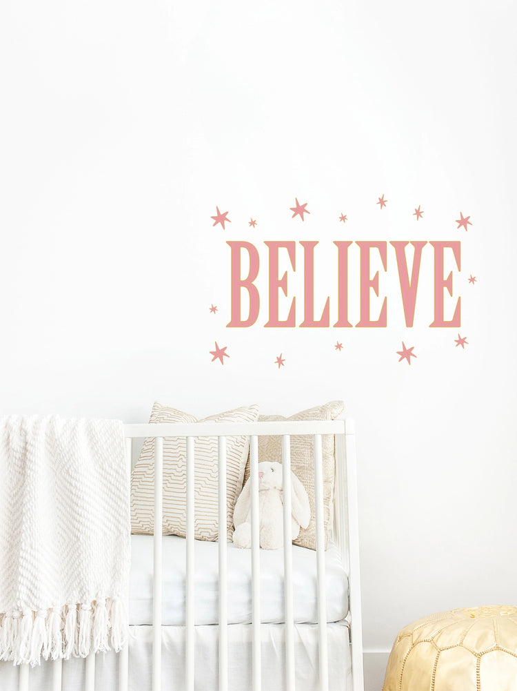Joanie & Jeanie - Believe Wall Sticker in Pink
