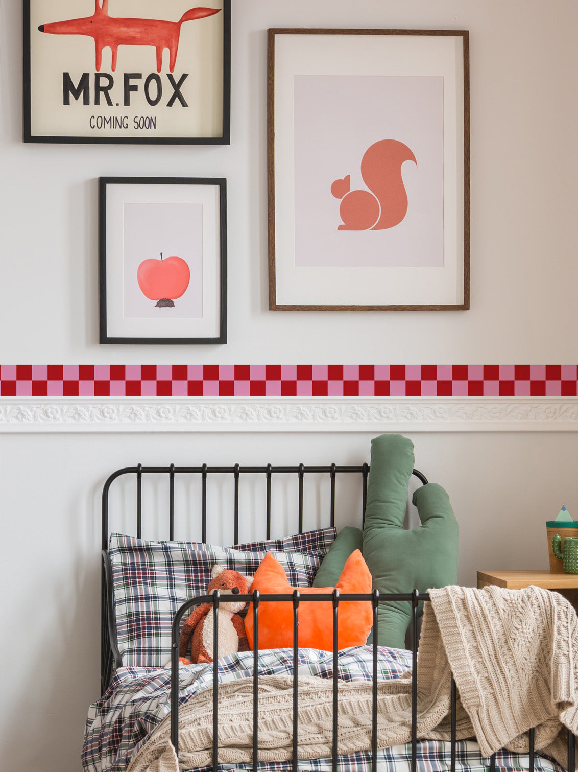 Joanie & Jeanie - Chequered Self Adhesive Border Sticker in Pink & Red
