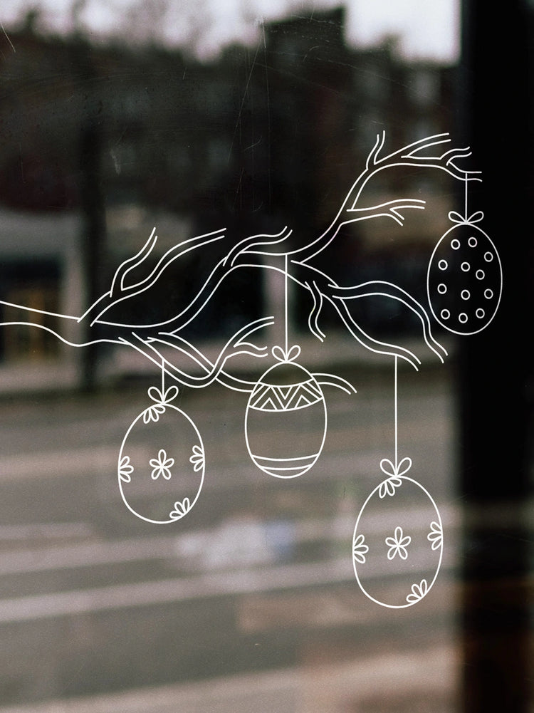 Joanie & Jeanie - Colour-in Easter Egg Branch Window Sticker Close Up