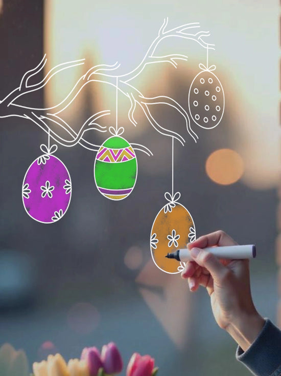 Joanie & Jeanie - Colour-in Easter Egg Branch Window Stickers