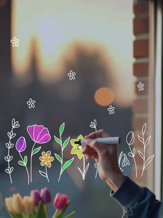 Joanie & Jeanie - Colour-in Spring Flower Window Stickers