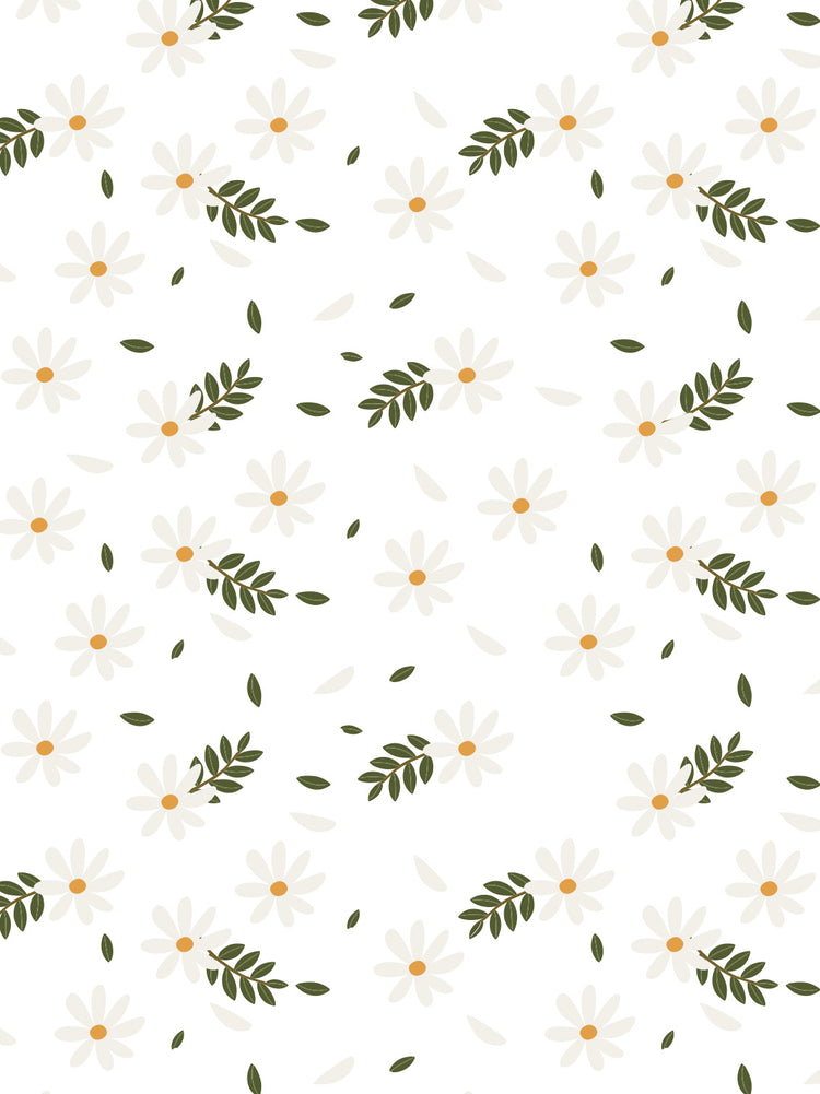 Joanie & Jeanie - Daisy Flower and Leaves Wall Sticker Sample