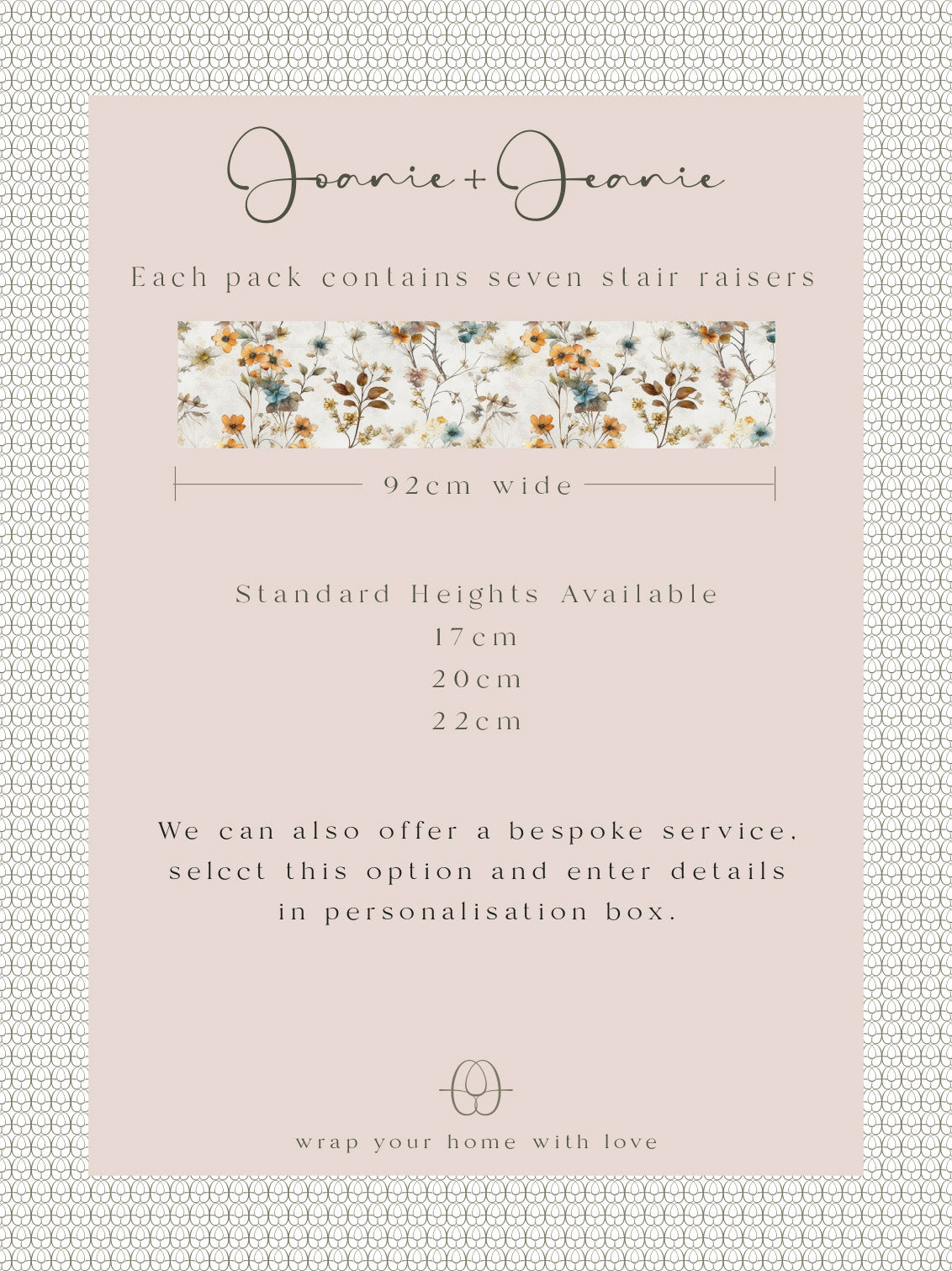 Joanie &amp; Jeanie - Evelyn Floral Stair Raiser Sticker Information Sheet