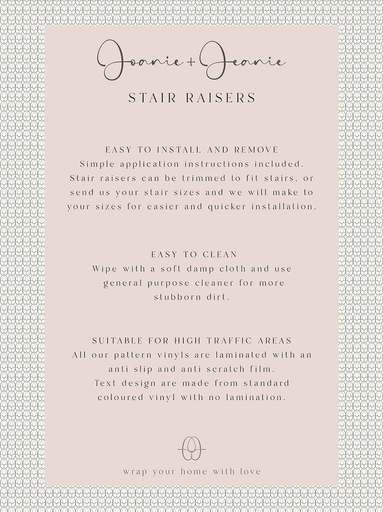 Joanie & Jeanie - Florence Floral Stair Raiser Sticker Information Sheet