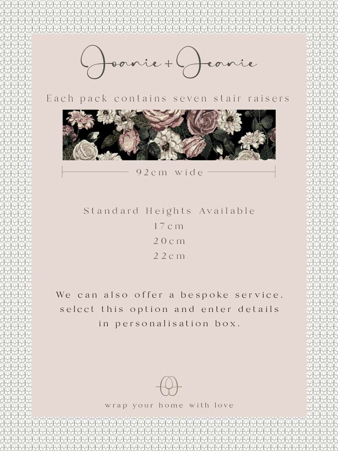 Joanie &amp; Jeanie - Florence Floral Stair Raiser Stickers Information Sheet