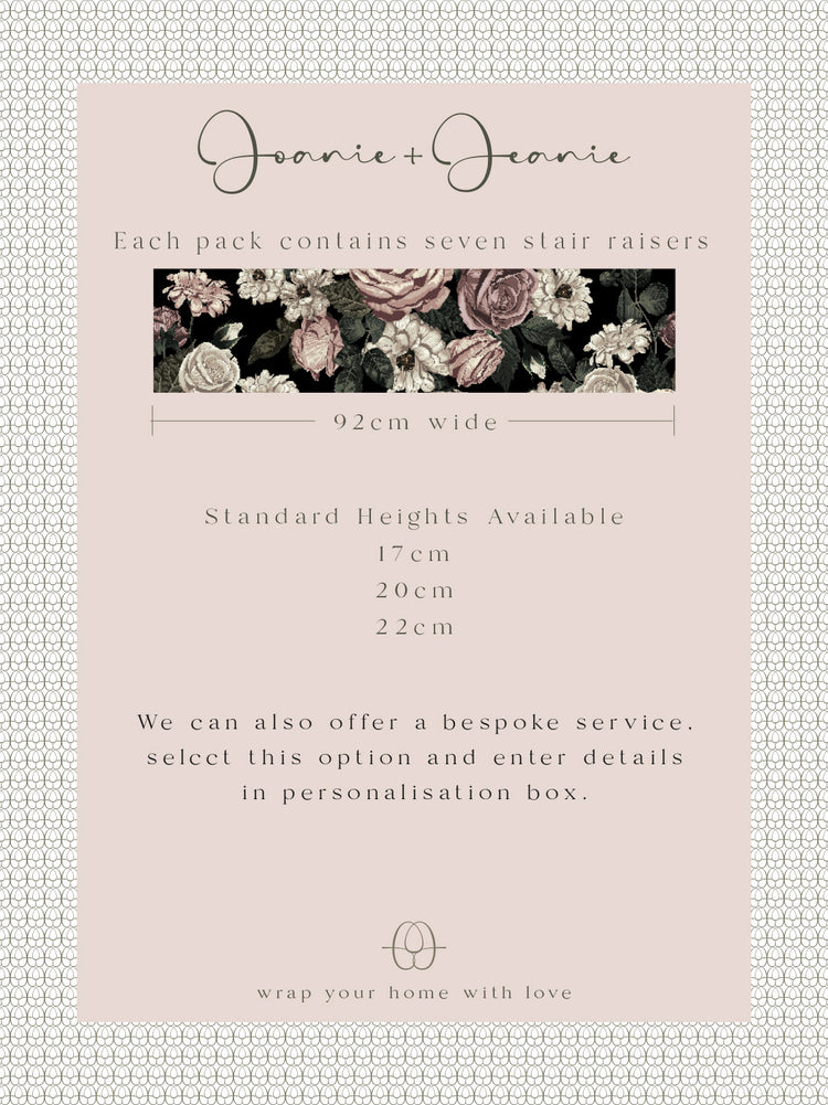 Joanie & Jeanie - Florence Floral Stair Raiser Stickers Information Sheet