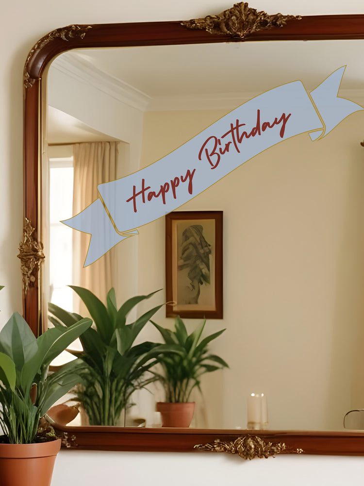 Joanie & Jeanie - Happy Birthday Banner Wall & Mirror Stickers in Blue