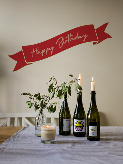 Joanie &amp; Jeanie - Happy Birthday Banner Wall &amp; Mirror Stickers in Red