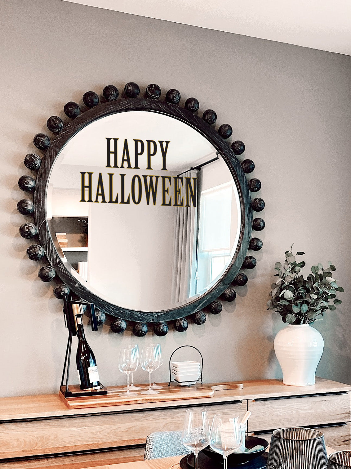 Joanie & Jeanie - Happy Halloween Wall & Mirror Sticker in Black & Gold