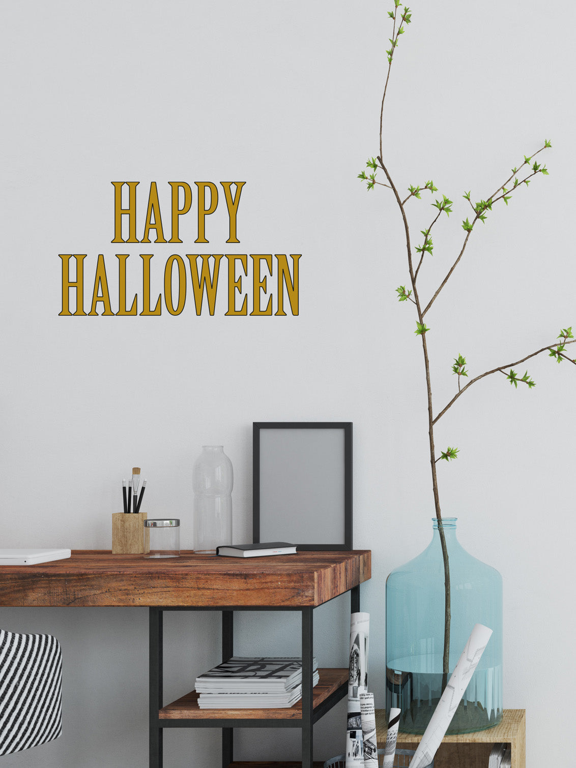 Joanie & Jeanie - Happy Halloween Wall Sticker in Gold and Black