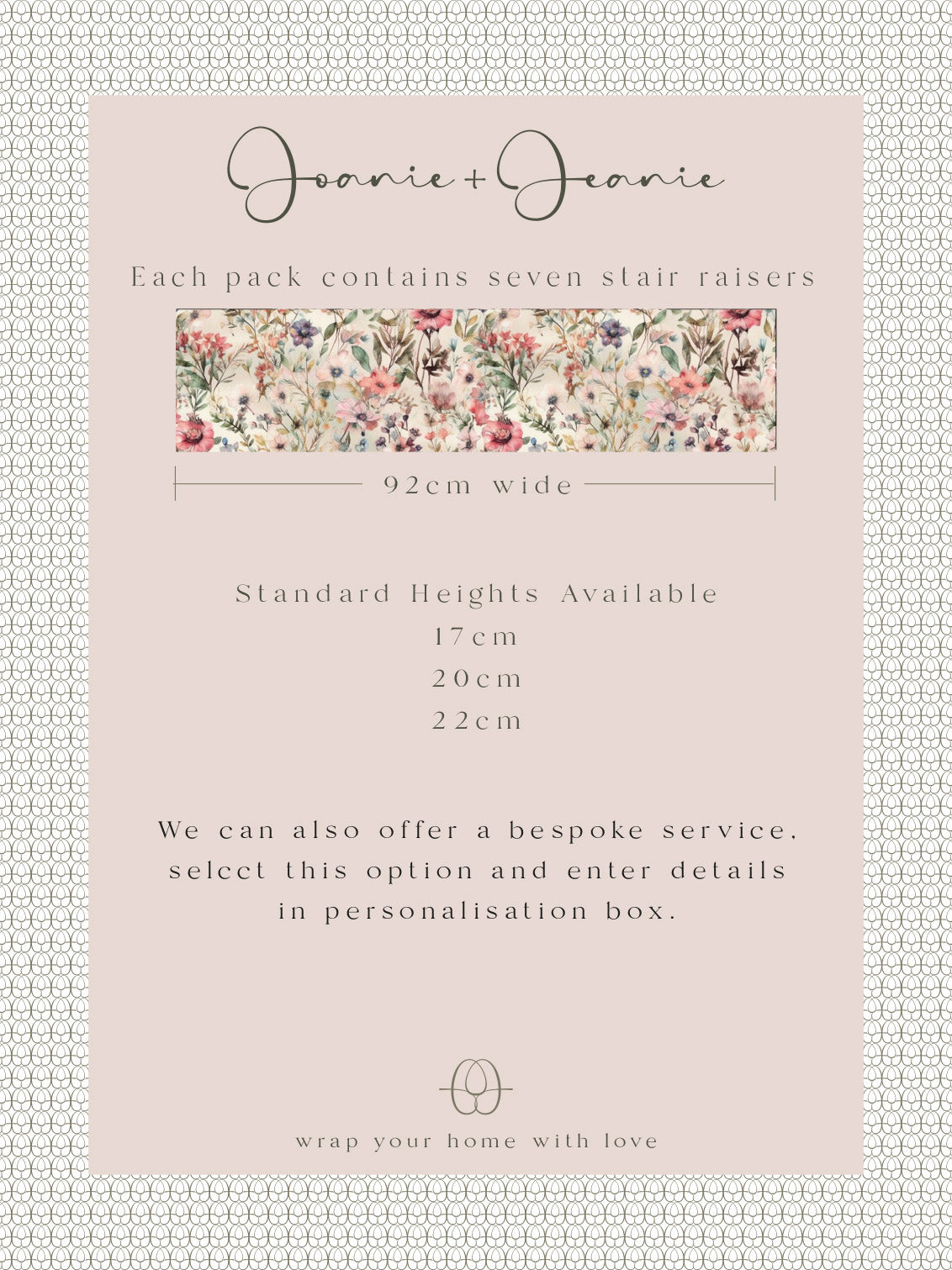 Joanie & Jeanie - Josie Floral Stair Raiser Sticker Information Sheet