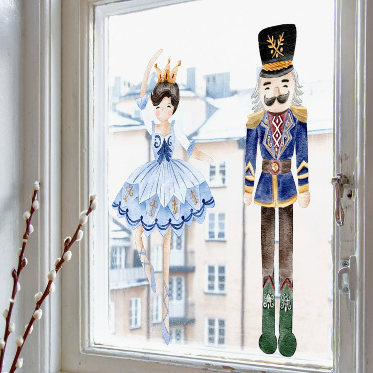 Joanie & Jeanie - Nutcracker Christmas Window Cling in Blue