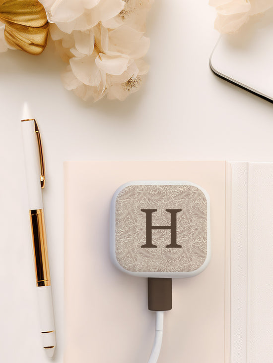 Joanie & Jeanie - Personalised Initial Vintage Pattern Charger Stickers in Brown