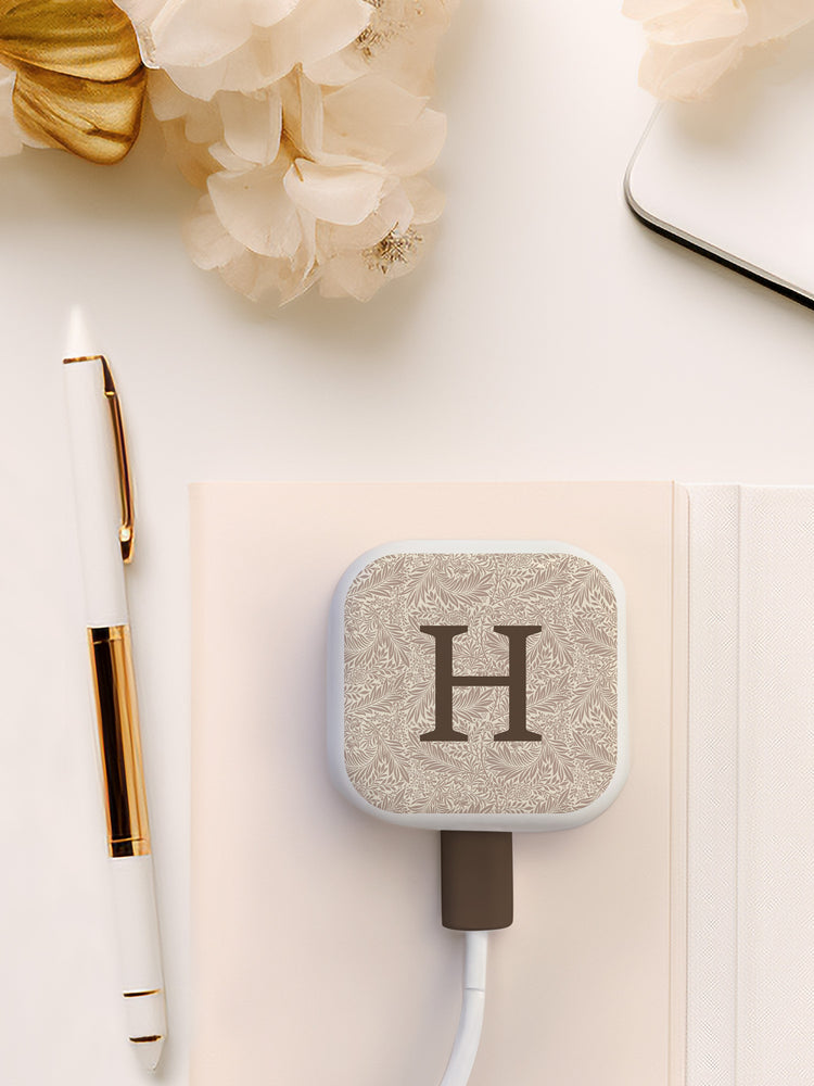 Joanie & Jeanie - Personalised Initial Vintage Pattern Charger Stickers in Brown