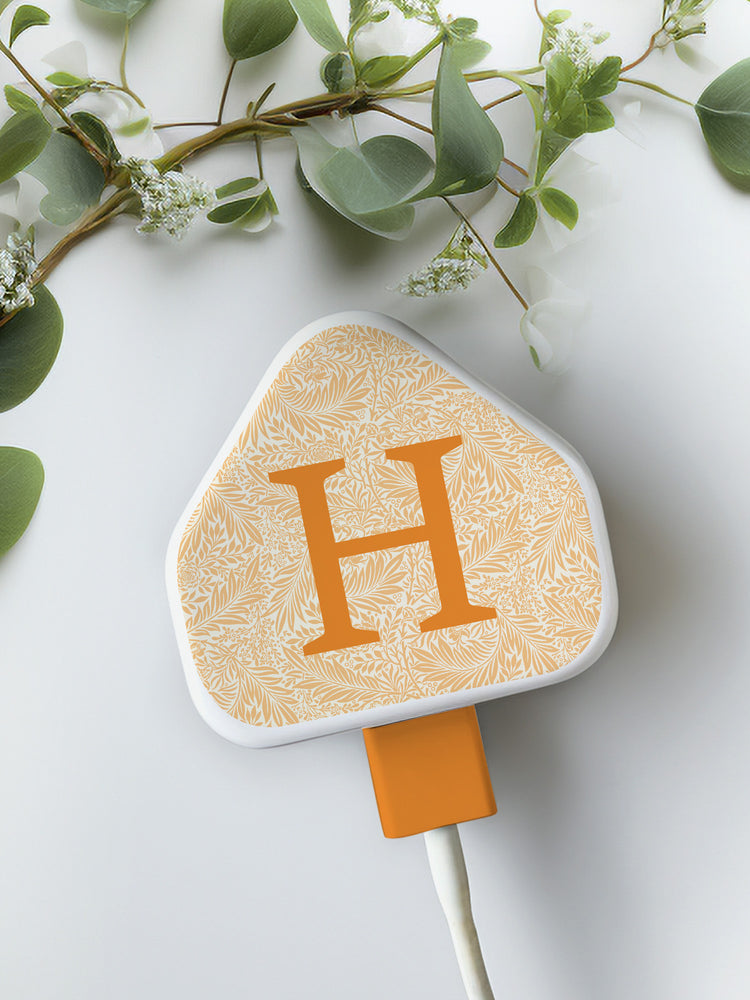 Joanie & Jeanie - Personalised Initial Vintage Pattern Charger Stickers in Orange