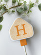 Joanie & Jeanie - Personalised Initial Vintage Pattern Charger Stickers in Orange