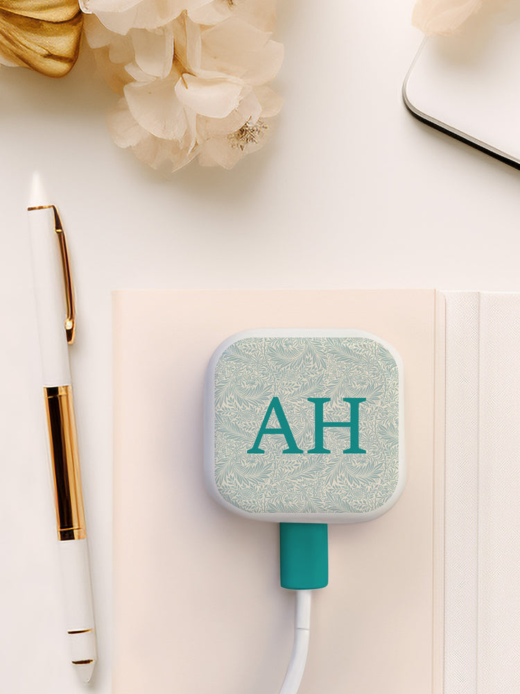 Joanie & Jeanie - Personalised Initial Vintage Pattern Charger Stickers in Turquoise