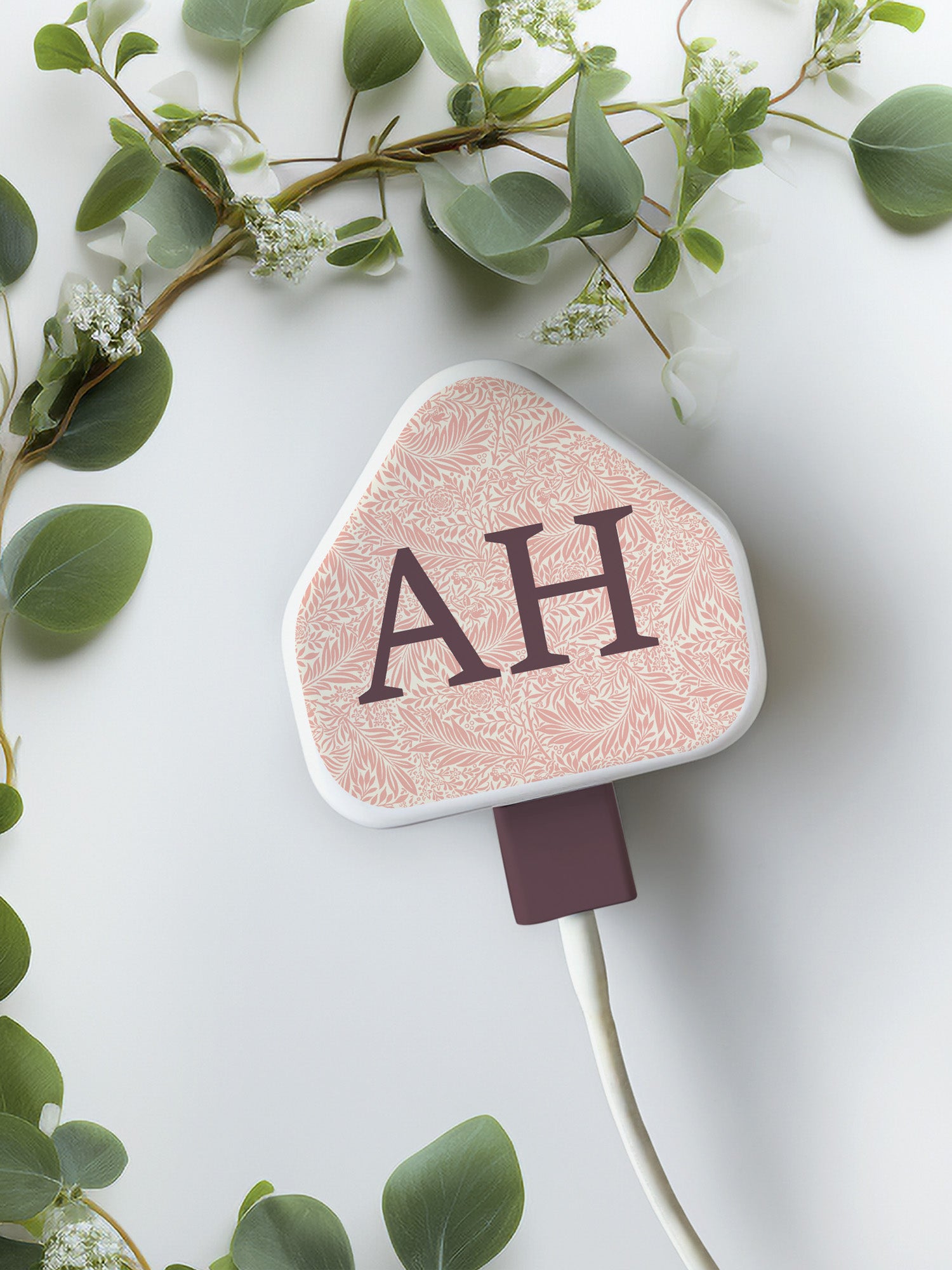 Joanie & Jeanie - Personalised Initial Vintage Pattern Charger Stickers in Wine
