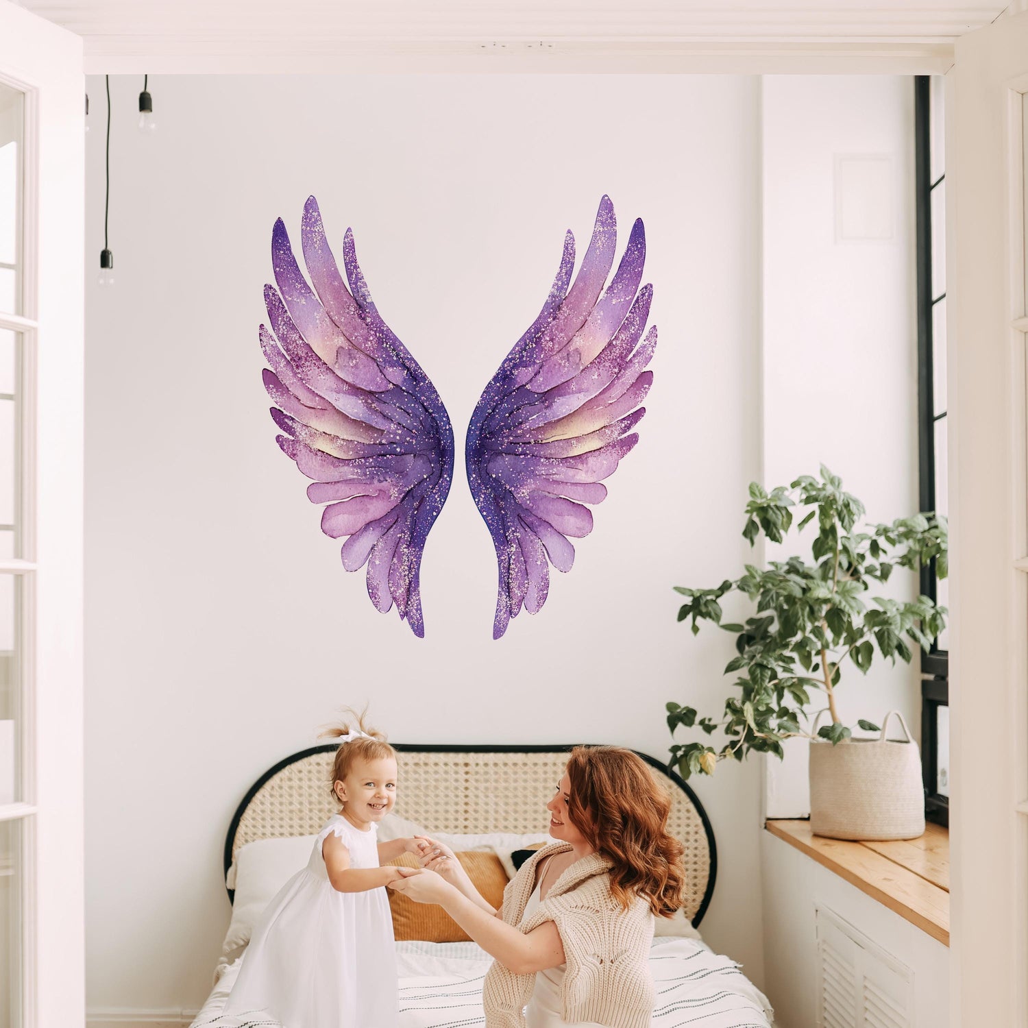 Joanie & Jeanie - Purple Angel Wings Wall Sticker Decal