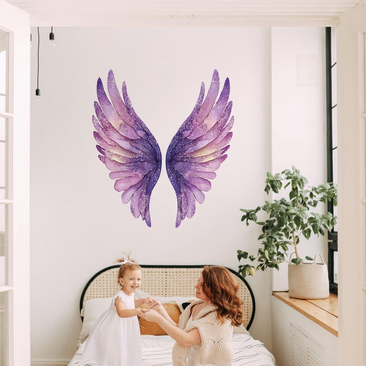 Joanie & Jeanie - Purple Angel Wings Wall Sticker Decal