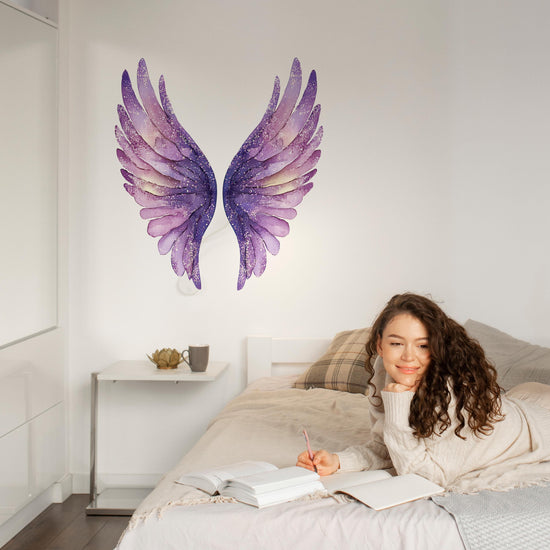 Joanie & Jeanie - Purple Angel Wings Wall Stickers