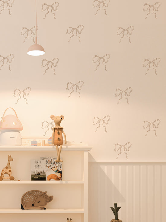 Joanie & Jeanie - Set of 20 Coquette Bow Wall Stickers in Mushroom