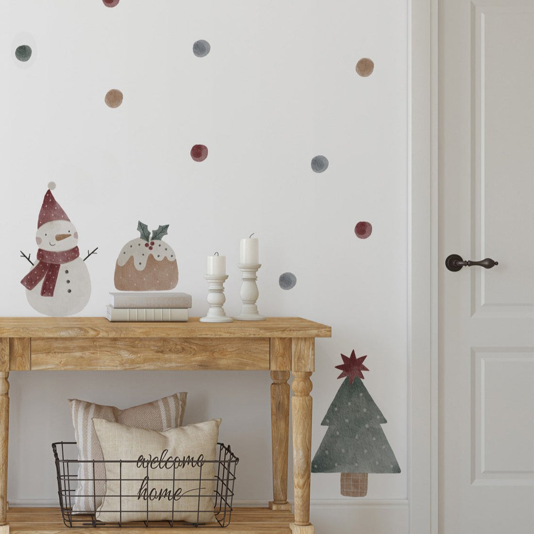 Joanie-&amp;-Jeanie-Snowman-Tree-&amp;-Christmas-Pudding-Wall-Sticker