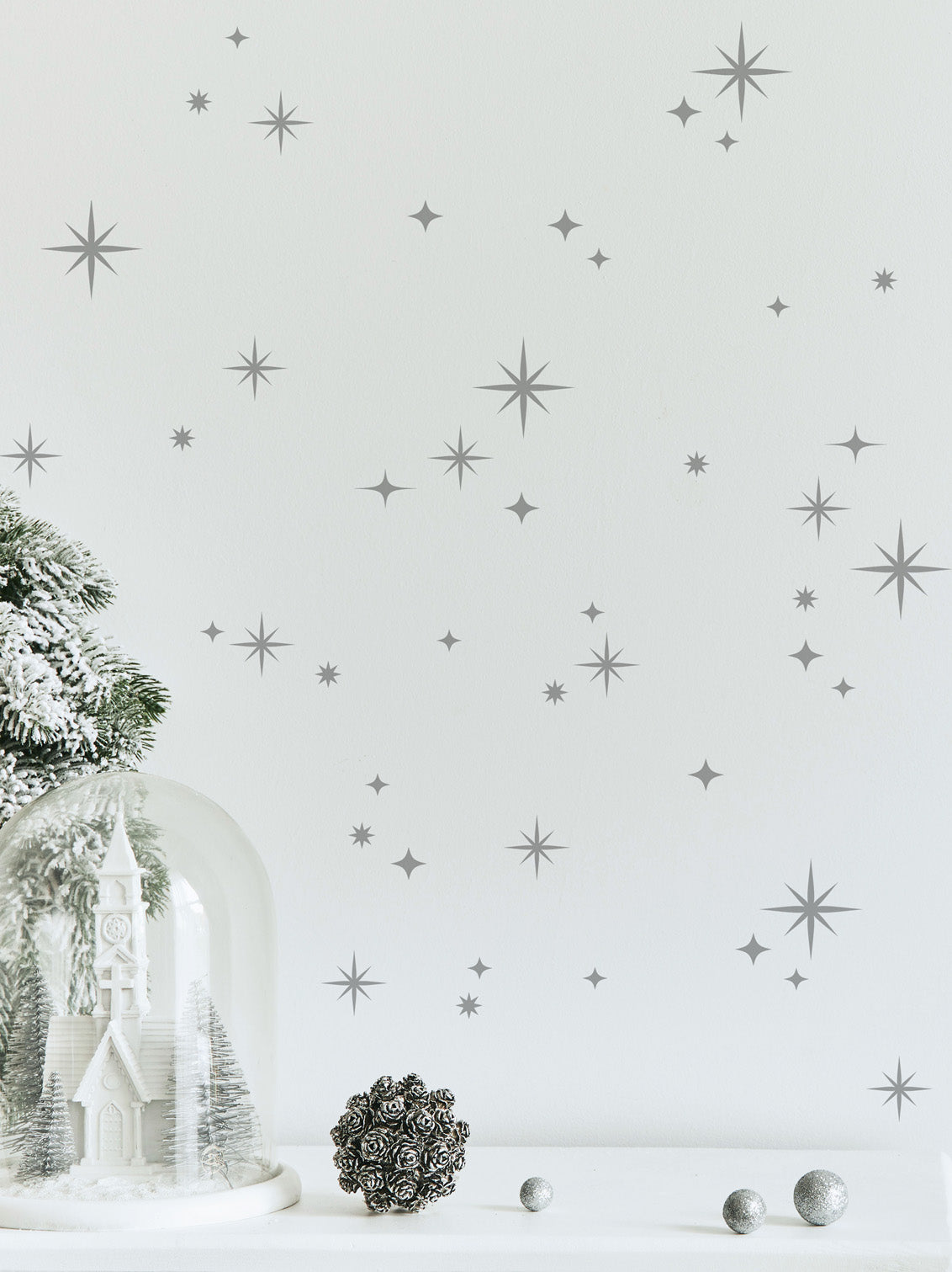 Joanie & Jeanie - Twinkly Stars Wall Stickers_in_Light_Grey