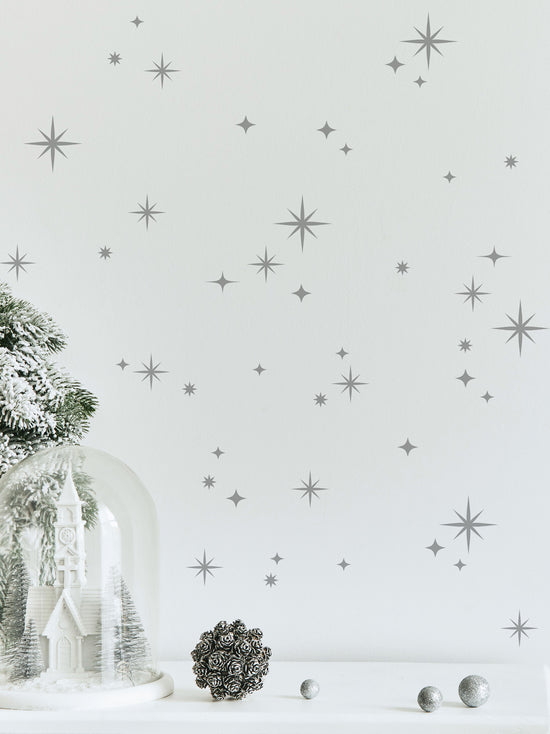 Joanie & Jeanie - Twinkly Stars Wall Stickers_in_Light_Grey