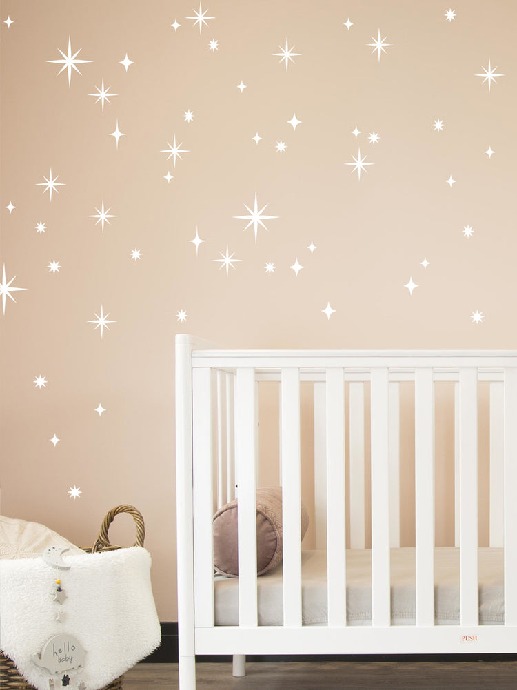 Joanie & Jeanie - Twinkly Stars Wall Stickers in White