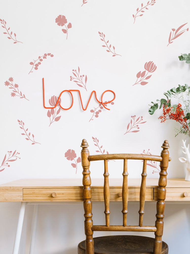 Joanie & Jeanie - Whispering Bloom Botanical Wall Sticker in Dusky Pink
