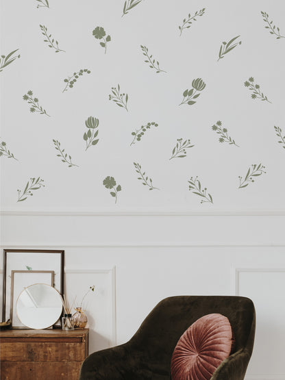 Joanie &amp; Jeanie - Whispering Bloom Botanical Wall Sticker in Khaki