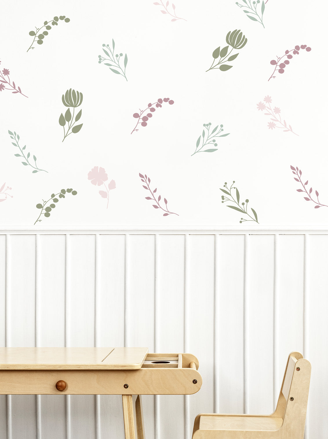 Joanie &amp; Jeanie - Whispering Bloom Botanical Wall Sticker in Mixed Muted Colours