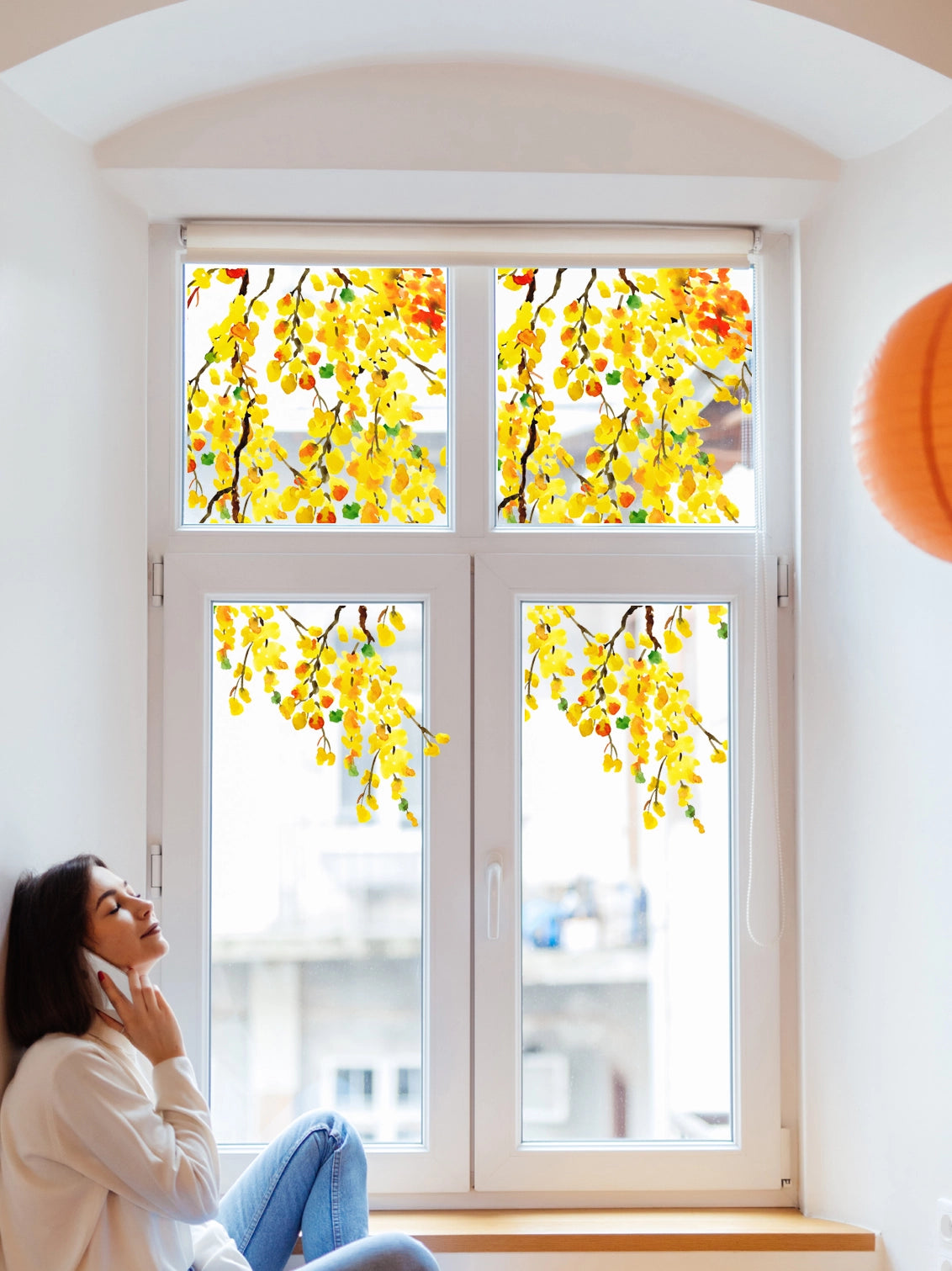 Joanie & Jeanie - Yellow Blossom Window and Wall Sticker Decals
