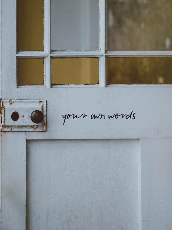 Joanie & Jeanie - Your Own Words Personalised Door Sticker in Black.