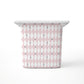 A Large rectangular storage bin, featuring a pink and white harlequin diamond pattern with small blue star accents, shown on a clean white background.
