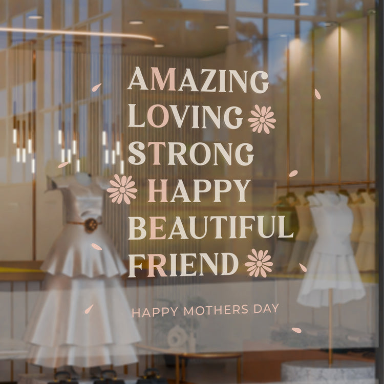 Mother’s Day storefront display typography vinyl